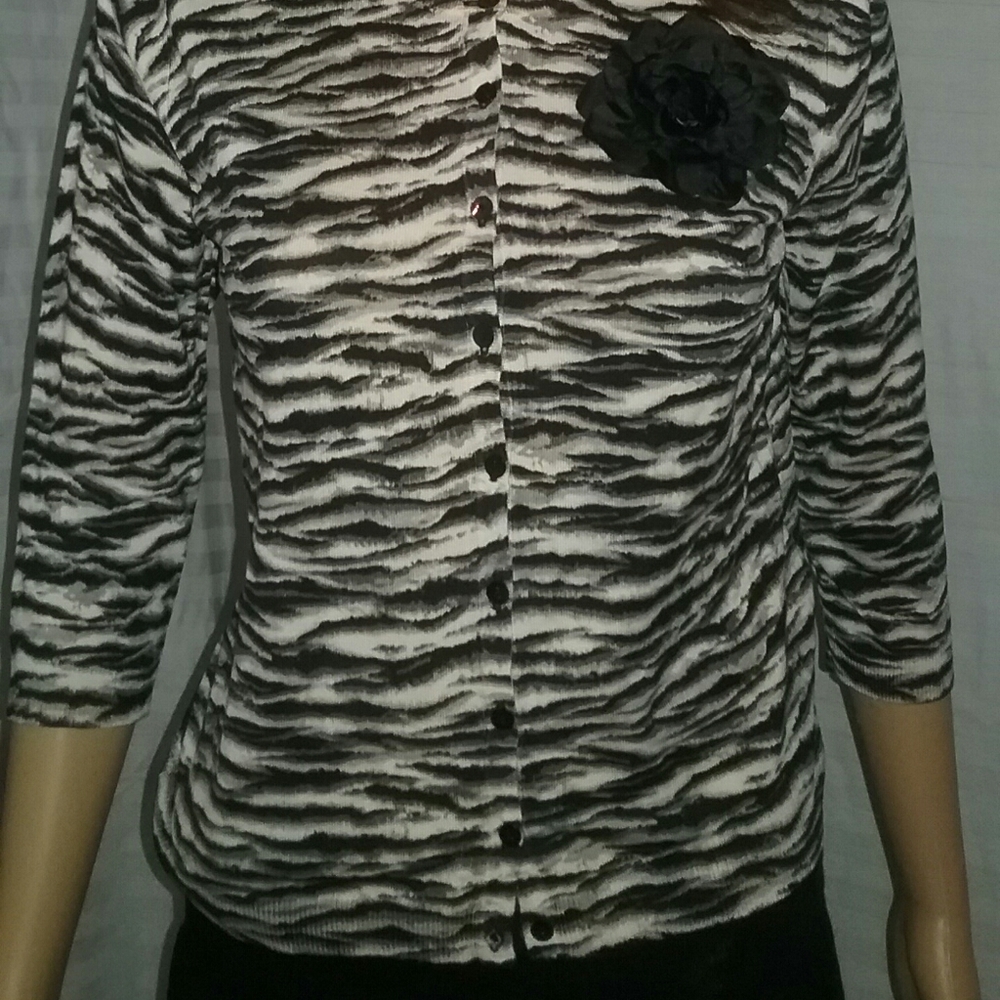 Sweater/SILX blk & white animal print